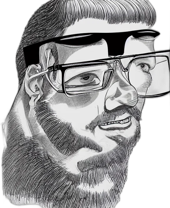 face, staff, cartoon, pencil sketch, photorealistic, comic book art, detailed, ink transparent PNG cut-out