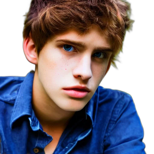face, hair, photorealistic, cartoon, portrait, male, teenager, brown transparent PNG cut-out