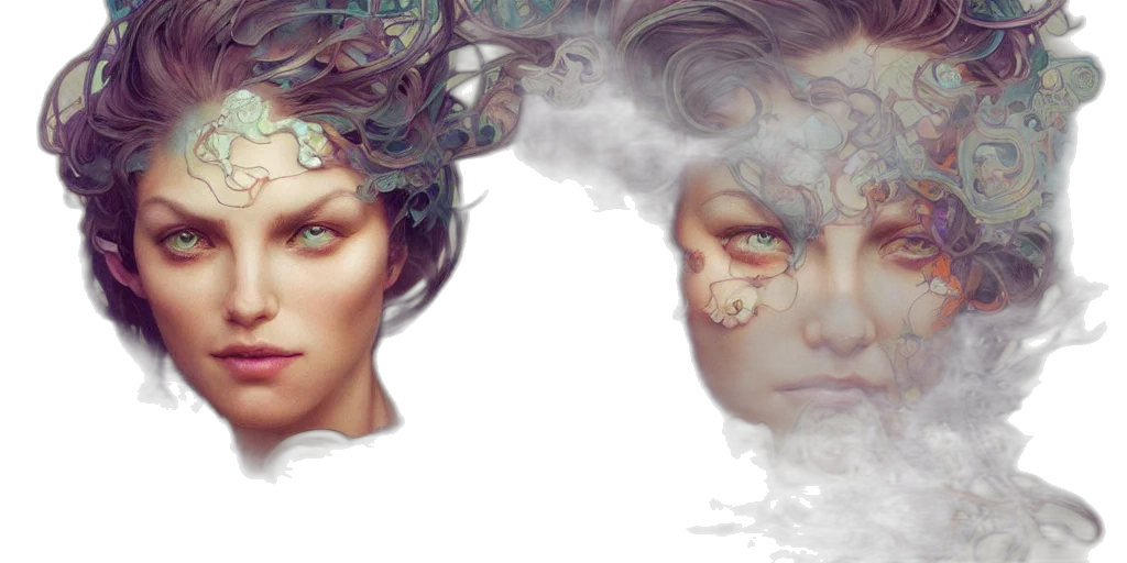 mask, face, fantasy art, photorealistic, concept art, 3d render, outer space, fire transparent PNG cut-out
