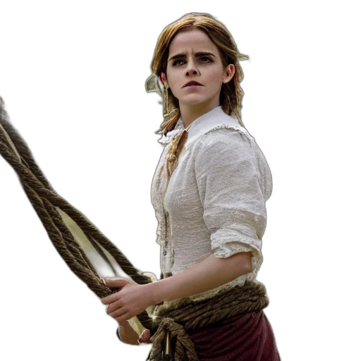staff, sword, weapon, emma, watson, full, body, face transparent PNG cut-out