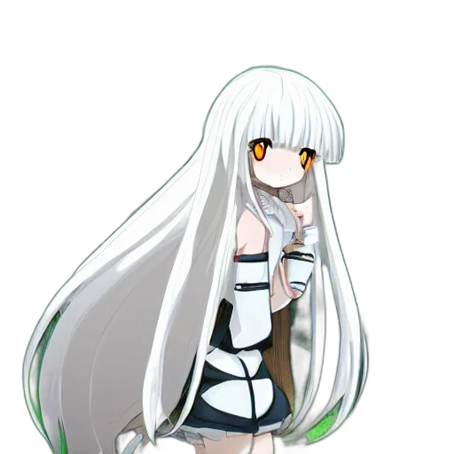 staff, hair, weapon, dress, pixel art, anime, concept art, cartoon transparent PNG cut-out