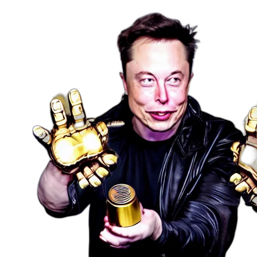 robot, concept art, elon, musk, holding, infinity, gauntlet transparent PNG cut-out