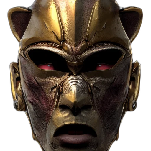 mask, face, robot, crown, 3d render, concept art, photorealistic, fantasy art transparent PNG cut-out