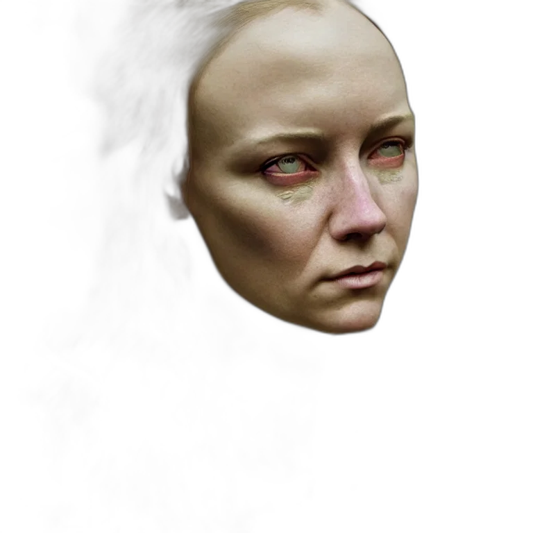 face, mask, crown, hair, photorealistic, concept art, 3d render, fantasy art transparent PNG cut-out