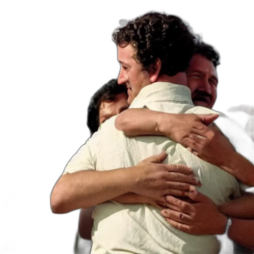photo, pablo, escobar, hugging transparent PNG cut-out