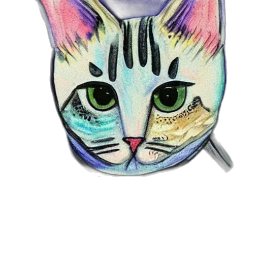 mask, jewelry, watercolor, photorealistic, cartoon, cute, cat, picasso transparent PNG cut-out