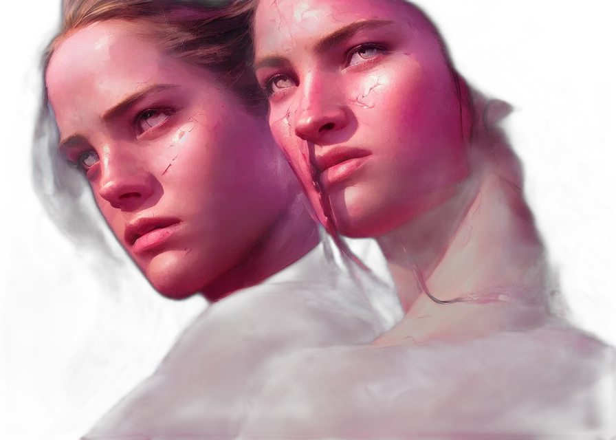 face, photorealistic, concept art, fantasy art, oil painting, neon lights, underwater, outer space transparent PNG cut-out