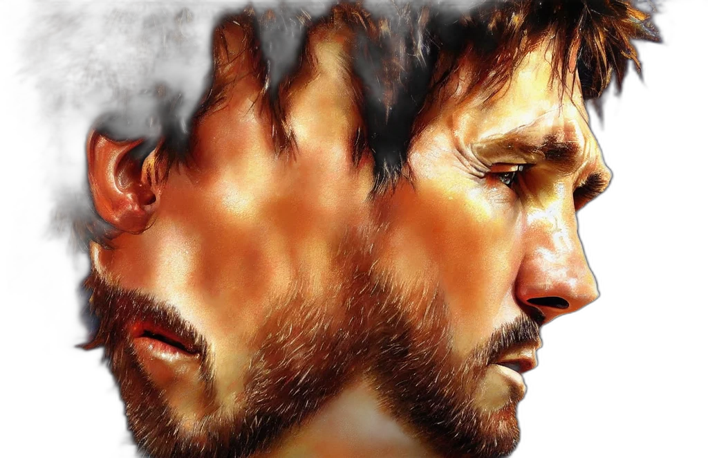 face, photorealistic, watercolor, oil painting transparent PNG cut-out