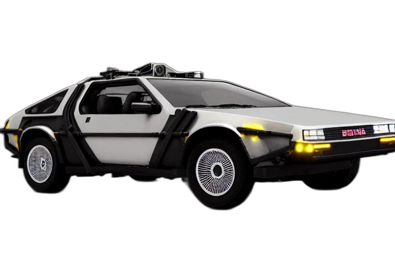 car, concept art, cyberpunk, delorean transparent PNG cut-out