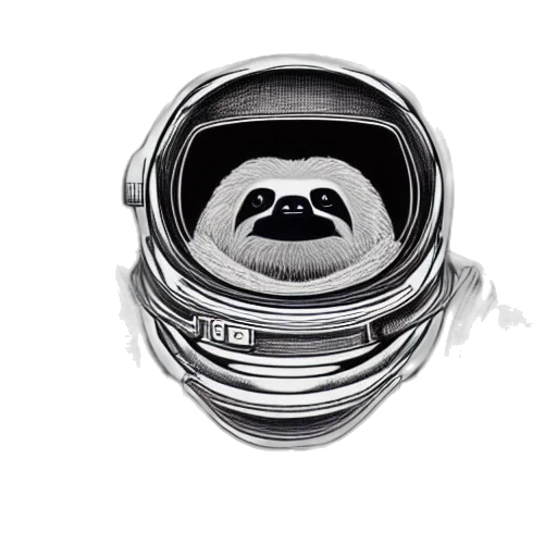 mask, jewelry, face, animal, photorealistic, astronaut, sloth, extremely transparent PNG cut-out
