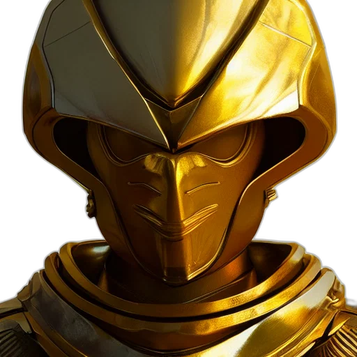 mask, robot, face, 3d render, concept art, golden, portrait, armour transparent PNG cut-out