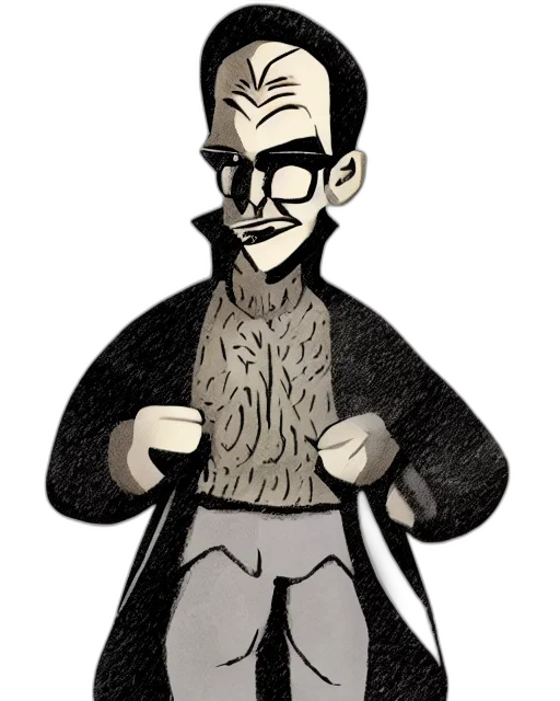 jacket, staff, mask, animal, cartoon, comic book art, concept art, 3d render transparent PNG cut-out