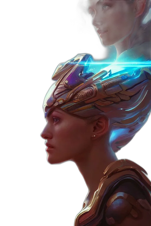 crown, face, jewelry, mask, concept art, fantasy art, cyberpunk, photorealistic transparent PNG cut-out