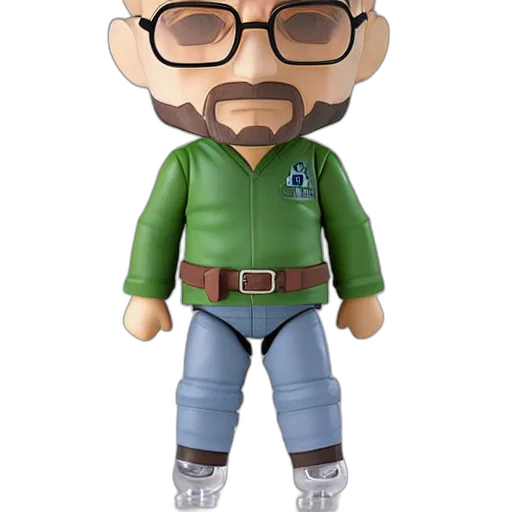 3d render, cartoon, nendoroid, walter transparent PNG cut-out