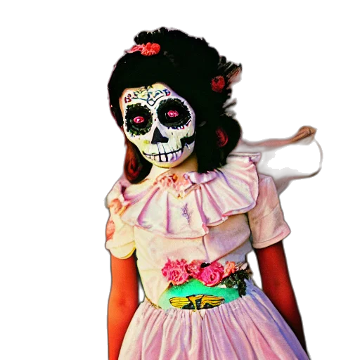 dress, mask, face, staff, 3d render, concept art, vaporwave, pixel art transparent PNG cut-out