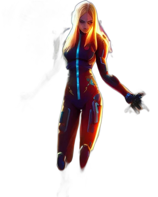 staff, jacket, weapon, robot, concept art, cyberpunk, 3d render, fantasy art transparent PNG cut-out
