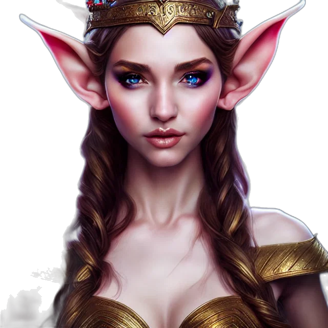 crown, fantasy art, concept art, photorealistic, comic book art, golden, beautiful, elf transparent PNG cut-out