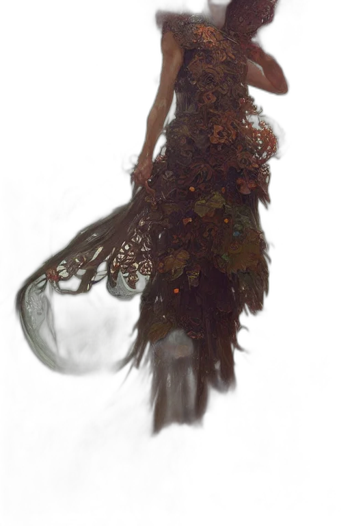 dress, crown, creature, tree, concept art, fantasy art, photorealistic, watercolor transparent PNG cut-out