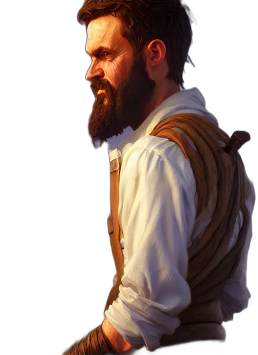 jacket, staff, face, sword transparent PNG cut-out