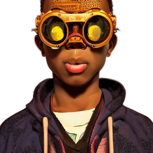 mask, face, jacket, hat, photorealistic, 3d render, concept art, cyberpunk transparent PNG cut-out