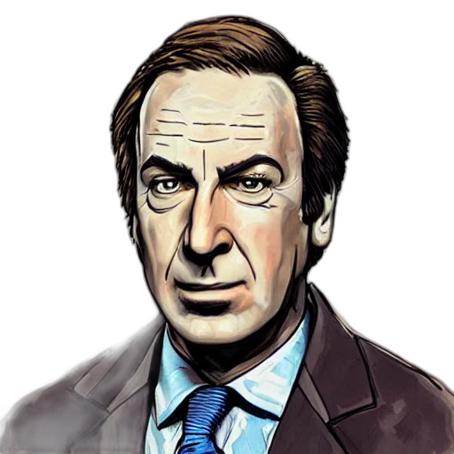 face, cartoon, photorealistic, comic book art, pixel art, portrait, saul, goodman transparent PNG cut-out
