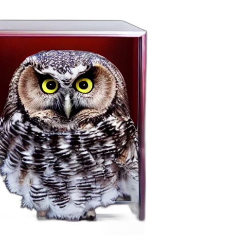 jewelry, furniture, photorealistic, 3d render, owl, shape, cube, fire transparent PNG cut-out