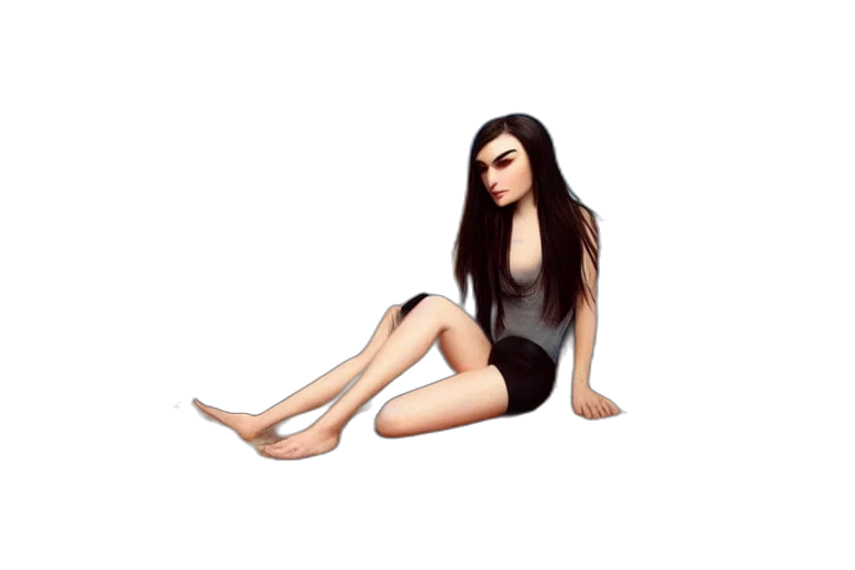 dress, creature, shoes, hair, 3d render, pixel art, cartoon, concept art transparent PNG cut-out