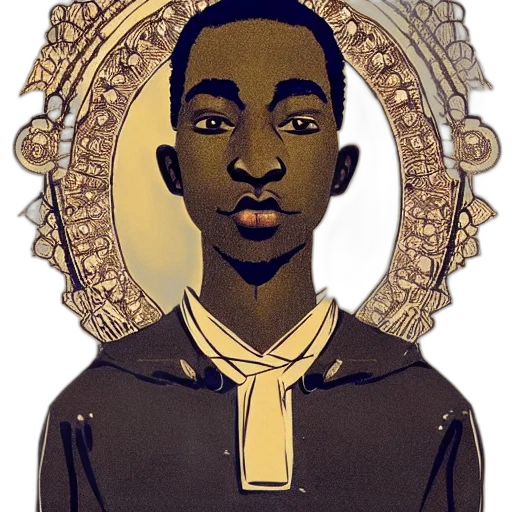 face, crown, staff, jacket, cartoon, comic book art, concept art, pixel art transparent PNG cut-out
