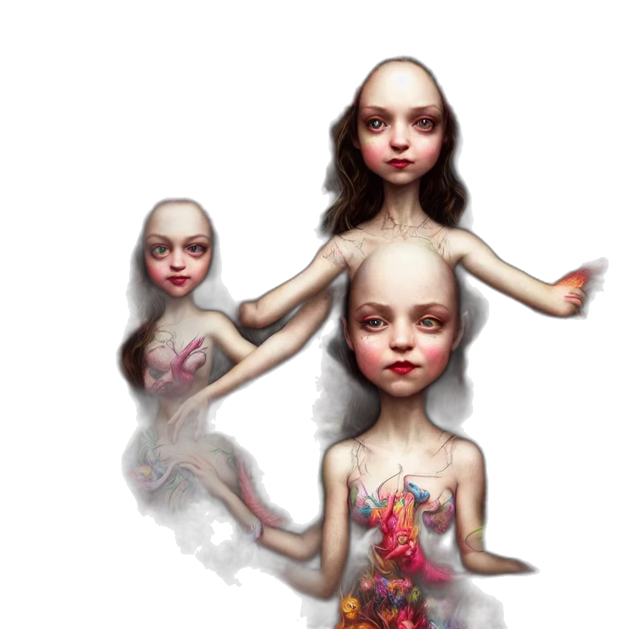 creature, dress, face, concept art, fantasy art, 3d render, photorealistic, outer space transparent PNG cut-out