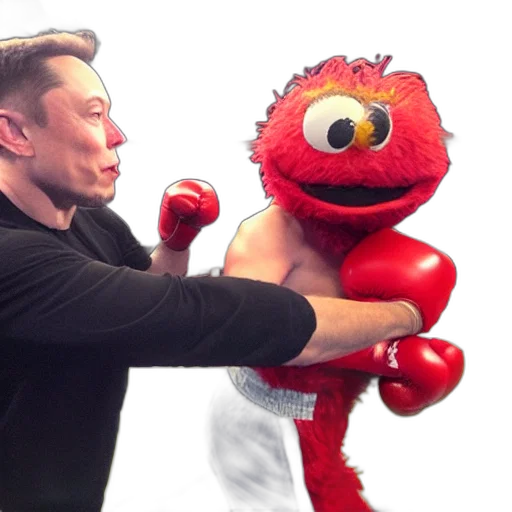 elon, musk, boxing, elmo transparent PNG cut-out