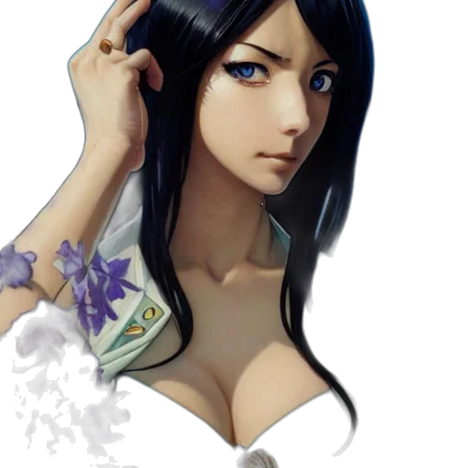 jewelry, dress, flower, face, fantasy art, anime, concept art, photorealistic transparent PNG cut-out