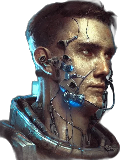 robot, face, cyberpunk, concept art transparent PNG cut-out