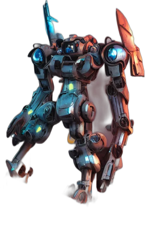 robot, weapon, concept art, 3d render transparent PNG cut-out