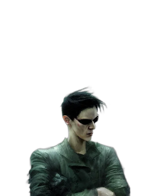 jacket, weapon, mask, creature, concept art, comic book art, cyberpunk, 3d render transparent PNG cut-out