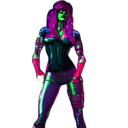 mask, robot, dress, concept art, cyberpunk, comic book art, 3d render, neon lights transparent PNG cut-out