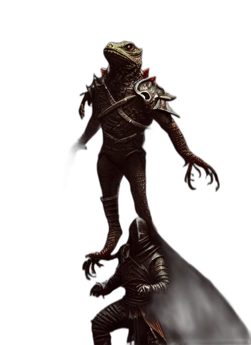 creature, dragon, staff, animal, concept art, 3d render, fantasy art, dark transparent PNG cut-out
