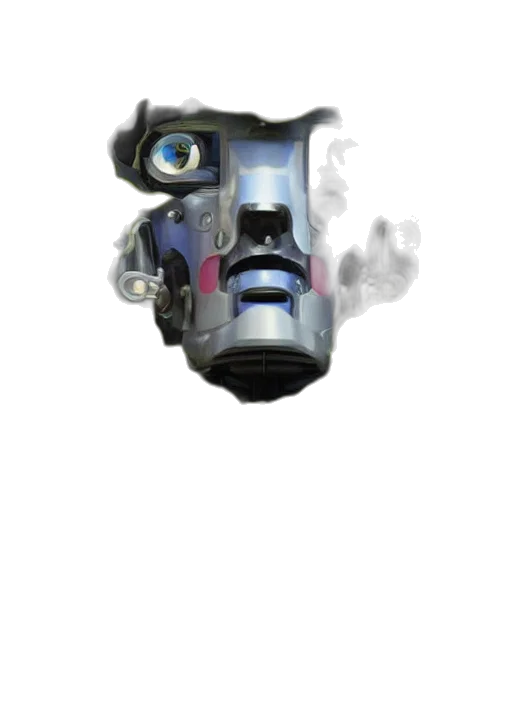 mask, robot, face, staff, concept art, 3d render, fantasy art, cyberpunk transparent PNG cut-out