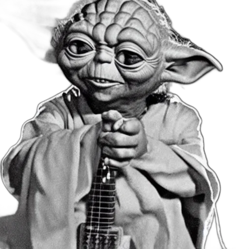 staff, photorealistic, concept art, comic book art, cartoon, yoda, playin, electric transparent PNG cut-out