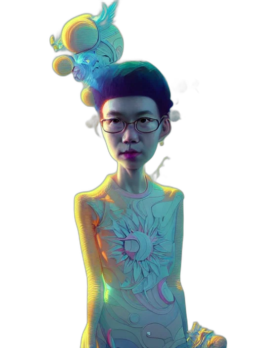 dress, face, robot, mask, concept art, fantasy art, cyberpunk, watercolor transparent PNG cut-out