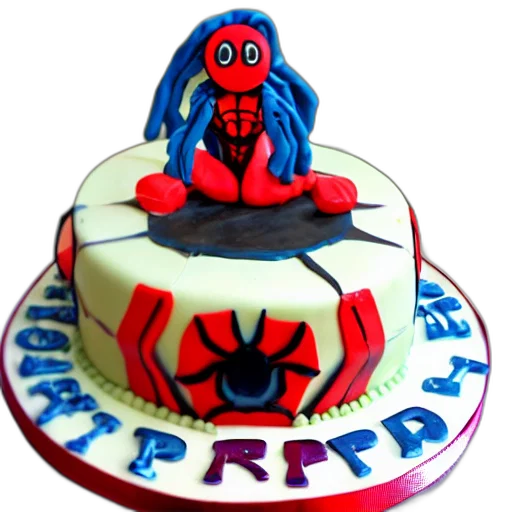3d render, spider, birthday, cake, super, hero transparent PNG cut-out