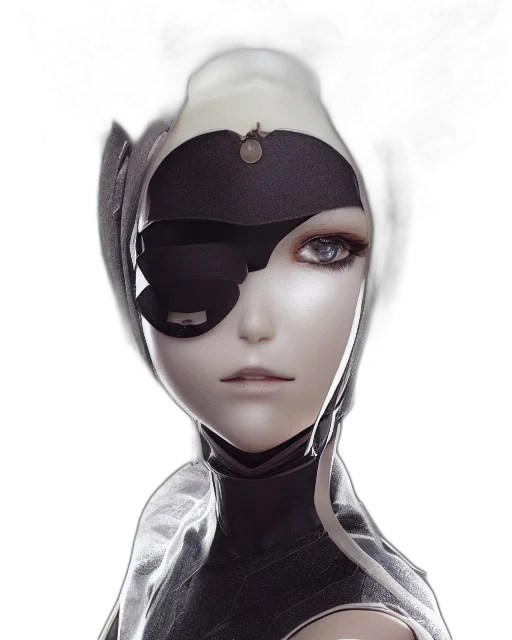 mask, face, robot, hat, concept art, fantasy art, 3d render, comic book art transparent PNG cut-out