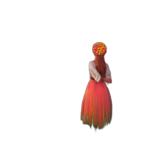 dress, flower, hair, crown transparent PNG cut-out