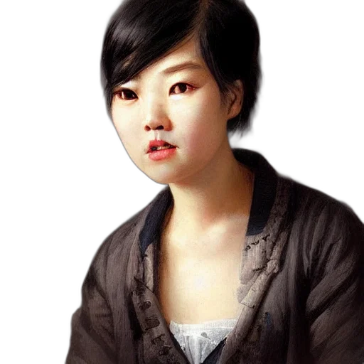 face, dress, photorealistic, oil painting transparent PNG cut-out
