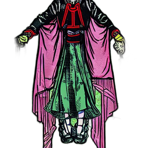 staff, mask, jacket, dress, concept art, comic book art, cyberpunk, fantasy art transparent PNG cut-out