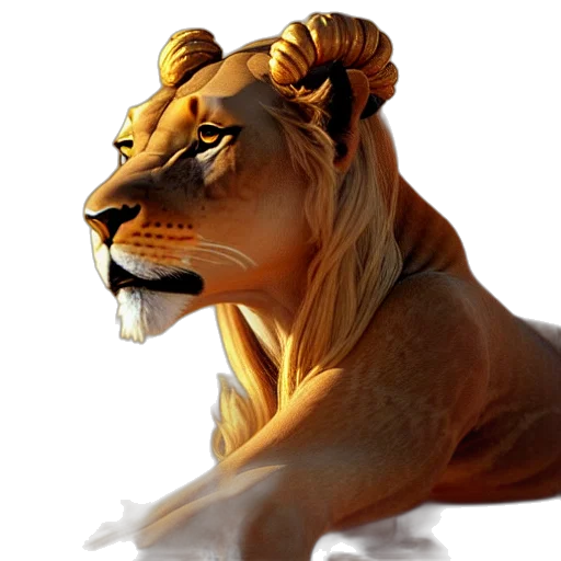 animal, crown, staff, 3d render transparent PNG cut-out
