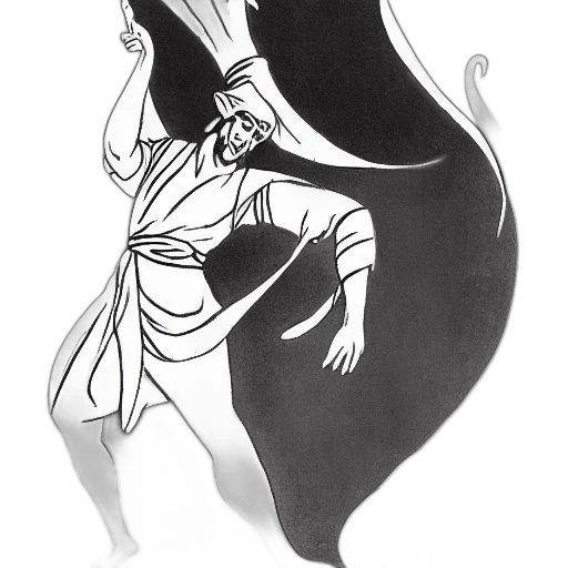 dress, mask, staff, sword, concept art, pencil sketch, fantasy art, comic book art transparent PNG cut-out