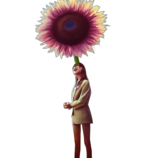 umbrella, flower, staff, dress, concept art, 3d render, photorealistic, vaporwave transparent PNG cut-out