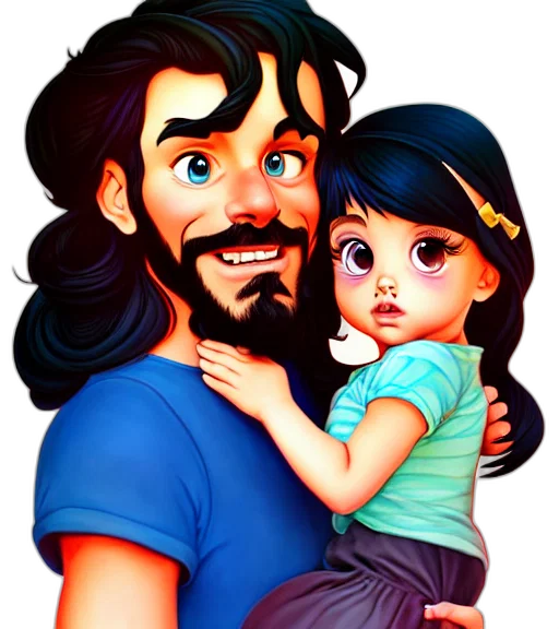 cartoon, photorealistic, comic book art, fantasy art, long, haired, bearded, father transparent PNG cut-out