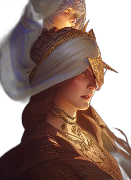 hat, crown, face, jewelry, fantasy art, concept art, photorealistic, oil painting transparent PNG cut-out