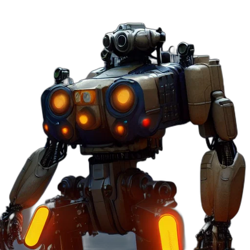 robot, weapon, concept art, 3d render transparent PNG cut-out
